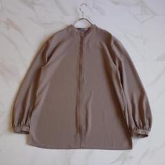 Theory luxe バンドカラーブラウス M 比翼 ピンクブラウン