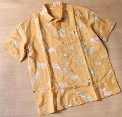 極美品.3.5万円】PAPAS パパス プリントシャツ (リネン100％) M