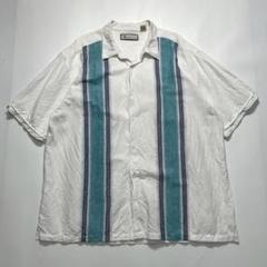 ハバネラ リネン混 半袖シャツ 2XL ホワイト/ターコイズ ボックス 6884