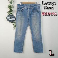 【Lowrys Farm】ストレートデニムパンツ Ｌ ブルー 綿100％
