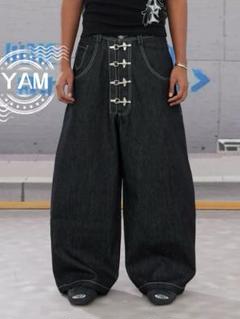 DND4DESデニムパンツ 生デニム フライトボタン付きワイドパンツ baggy