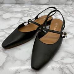 極美品✨ ダイアナ ストラップ パンプス 黒 レザー 24cm フラット
