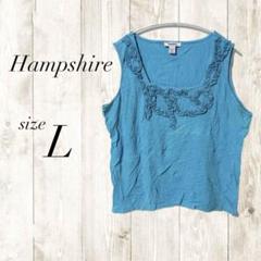 Hampshire Tシャツ ノースリーブ L ターコイズ フリル