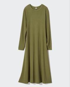 UNIQLO⭐︎リブフレアワンピース・オリーブXL タグ無し新品