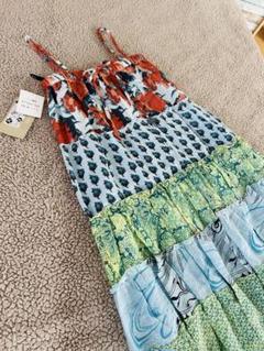 美品新品タグ付♥︎キャミソールロングチュニク♥︎カラフル 【L】パッチワーク総柄 夏