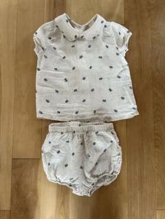 H&Mベビー服 小花模様 トップスとショートパンツセット
