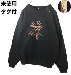 未使用タグ付きレトロ品ちょいワルオジサンビッグプリントスウェットゆったりサイズ