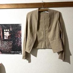 美品✨Theory ノーカラージャケット 現行 17SS リネン ベージュ S Theory｜リネン混ノーカラージャケット