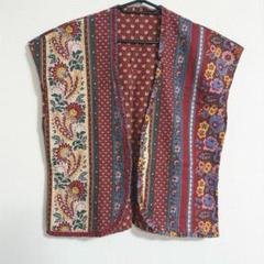 古着 ヴィンテージ リバーシブル ベスト 花柄 刺繍