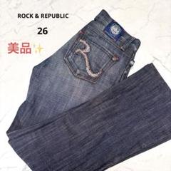 【美品】 ロックアンドリパブリック デニム ジーンズ USA製 ビジュー フレア