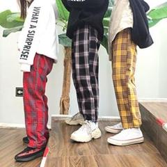 チェック柄パンツ イエロー レッド ネイビー 男女兼用