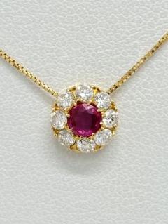 K18 2.1g ルビー 0.25ct ダイヤモンド 0.39ctネックレス