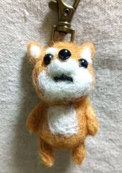ぬぼっとまったりお顔の羊毛フェルト＊柴犬キーホルダー