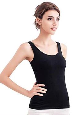 レディース タンクトップ ブラ キャミブラ パット付き 夏服 インナー 半袖 黒