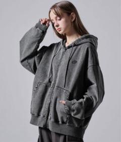 【CLEL】ヘビーウェイト ロゴ刺繍フルジップパーカー ブラウン系タグ付未使用！ CLEL クレイル 完売品 ヘビーウェイト ロゴ刺繍フルジップ