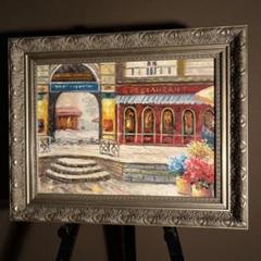 手書き油絵 パリの街角 額付き 絵画 インテリア 油彩画 手書き油絵 パリの街角 額付き 絵画 インテリア 油彩画 - メルカリ