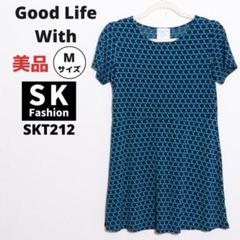 Good Life With グッドライフ 半袖チュニック　柄　紺 美品のサムネイル