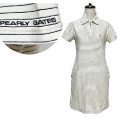 PEARLY GATES ハーフジップ 半袖ポロシャツワンピース ボーダー