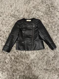 MNG MANGO ノーカラー レザージャケット 羊革 L〜XL ノーカラージャケット レディース 本革 レザージャケット