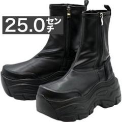 【新品】ヨースケ★厚底ブーツ★LL★25㌢★ヒール9㌢★ブラック★レディース