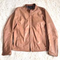 n598 美品✨ビームス ラムレザージャケット シングルライダース キャメル