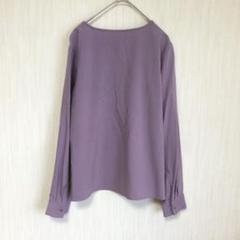 a612　シスベイル　ブラウス　Ｌ　紫　オフィスカジュアル　とろみシャツ　涙開き