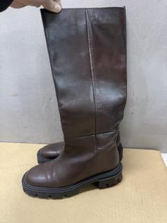 ZARA ザラ　ダークブラウン レザー ロングブーツ ZARA - ほぼ新品☆ ZARA ブーツ レザー ロングブーツ 定価約