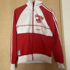 週末限定価格！希少　adidas アディダス　トラックジャケット　カナダ代表 希少】アディダス カナダ代表 トラックジャケット 刺繍ロゴ 赤