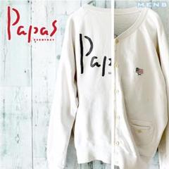 Papas パパス バックプリント&ワンポイントロゴ入スウェットカーディガン M