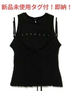 andmary Ami shirring logo tops　ブラック　即納