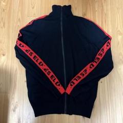 【美品】DIESEL メンズトラックジャケット　ベロア　ゴールドロゴ　Lサイズ トレンド】DIESEL トラックジャケット ベロア 刺繍 大きめ 即