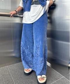 Ameri LACE DOCKING FADE DENIM PANTS