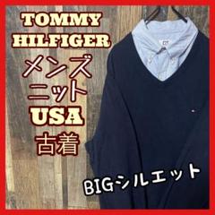 トミーヒルフィガー メンズ ネイビー XL セーター ニット 古着 90s 長袖