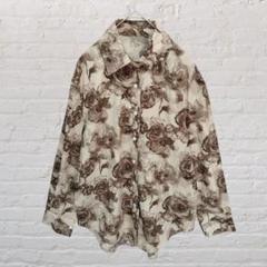 花柄 スカーフ柄 レトロ y2k フェミニン 柄シャツ ボタニカル柄 柄ブラウス