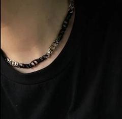 【極美品】Dior ブラック シルバー ネックレス