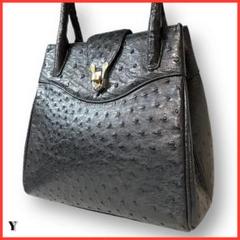 KRISTAR CROCO オーストリッチ ハンドバッグ 本革 ボルドー