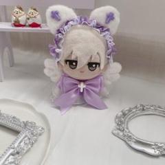 十字架うさ耳×天使風ぬい服セット ラベンダーリボン 10-12cm対応8818のサムネイル