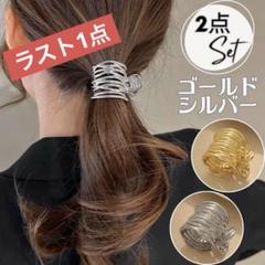 ヘアクリップ　ポニーフック　ポニーリング　バンスクリップ　2個セット　韓国
