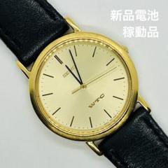 SEIKO SPIRIT クォーツ メンズ腕時計 セイコー ゴールドカラー　腕時計　スクエア　ベゼル　薄型　時計　ゴールド文字盤
