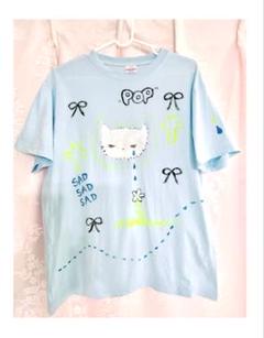 ハンドペイント　手描き　Tシャツ　子猫　ゆめかわいい　ガーリー　古着リメイク