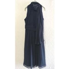 INDIVI　紺色　ネイビー　ミニ丈ノースリーブドレス　ワンピース