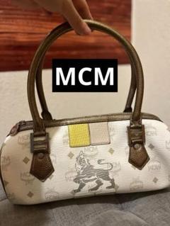 MCM ホワイト ブラウン ボストンバッグ