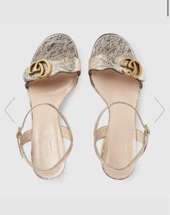 美品》GUCCIサンダル/メタリックラミネートレザー/ゴールド/