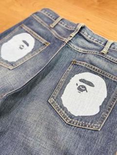 【レア】 A BATHING APE デニム ジーンズ APE HEAD 猿顔