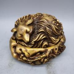 九尾狐 キツネ 香炉 金属細工 茶道具 置物 インテリア 黄銅色
