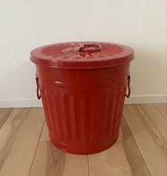 未使用　ゴミ箱　ごみ箱　 ブリキ　芋虫　赤色　used加工　インテリア used加工 可愛いペダル式ブリキのダストボックス、ゴミ箱 青虫