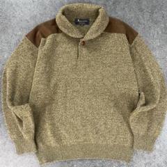 Aquascutum コマンドセーター ショルダーパッチ ラウンドカラー L