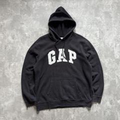 00s OLD GAP 古着 スウェットパーカー Y2K 刺繍 XL 黒ブラック