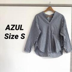 AZUL by moussyストライプ Vネック長袖シャツ sizeS綿100