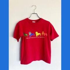赤いライオンプリント Tシャツ